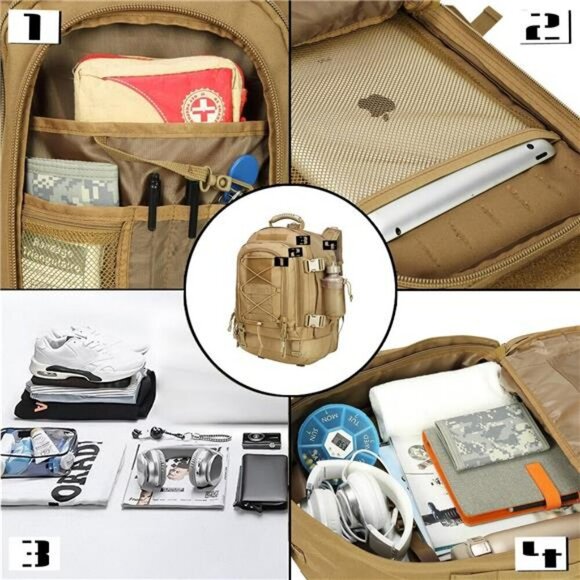 Expandable Tactical Backpack 64L Military Hiking Camping Travel Gym Bag - Picture 6 of 7